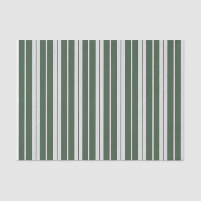 Papel De Seda Moderno Verde Blanco Rayado (Anverso)