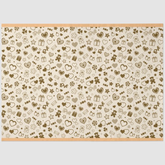 Papel De Seda Moderno y lujoso Corazón de Oro (Anverso)