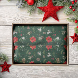 Papel De Seda Modernos Navidades Rústicos Verdes Botánicos Flora