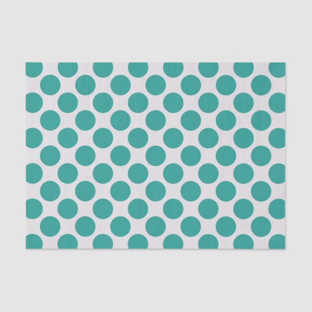 Papel De Seda Modernos puntos de Polka Verde azulados verdes y b (Anverso)