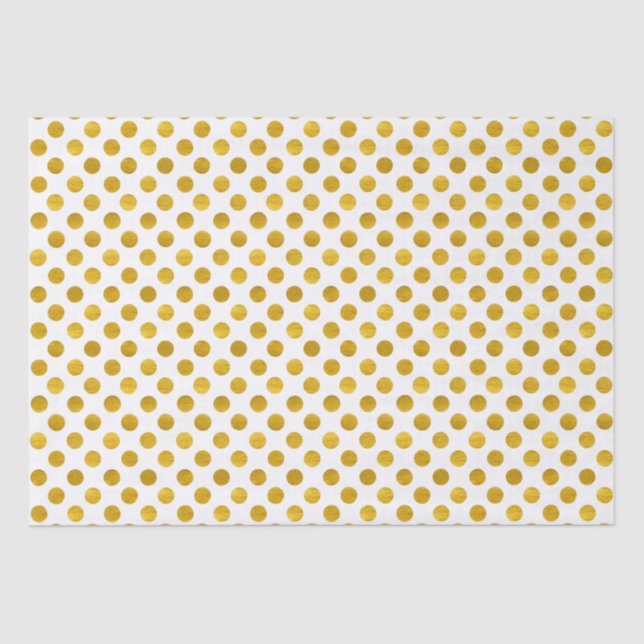 Papel De Seda Modernos y elegantes puntos de Polka Blanco Oro (Anverso)