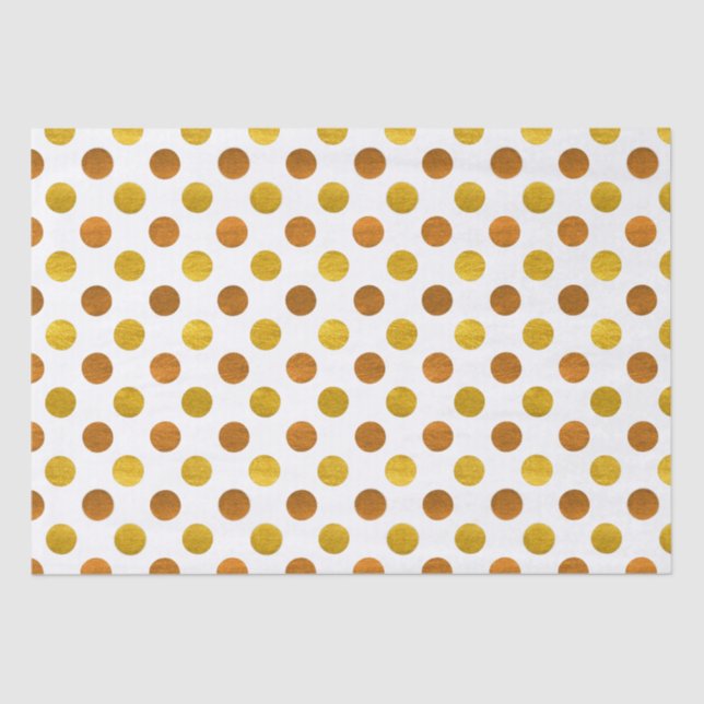 Papel De Seda Modernos y elegantes puntos de Polka Blanco Oro (Anverso)