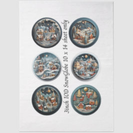Papel De Seda Molde de globo de nieve decoupage Village Winter 3