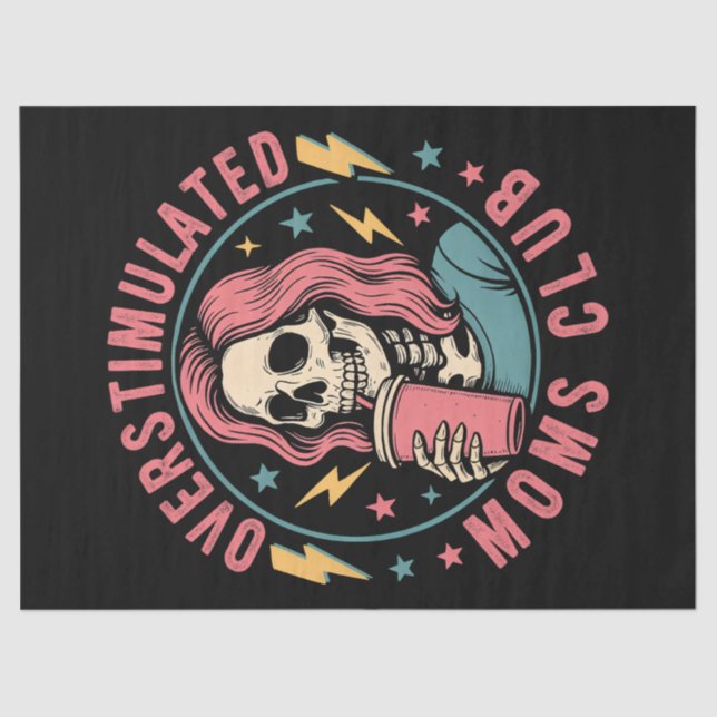 Papel De Seda Moms Club Skull Desordenado Mamá Vida (Anverso)