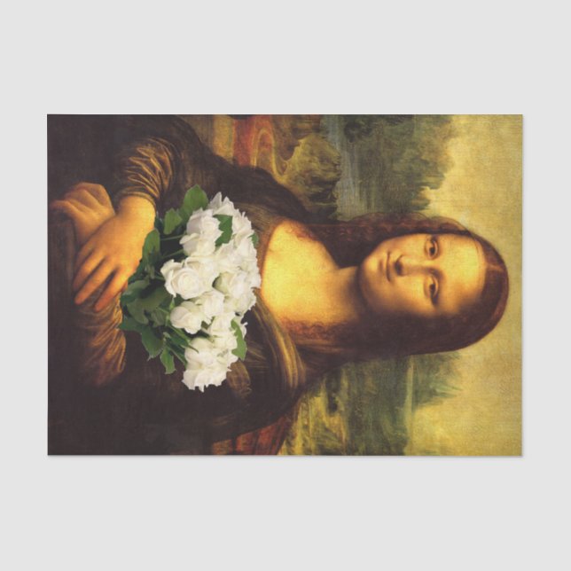 Papel De Seda Mona Lisa ama las rosas blancas (Anverso)