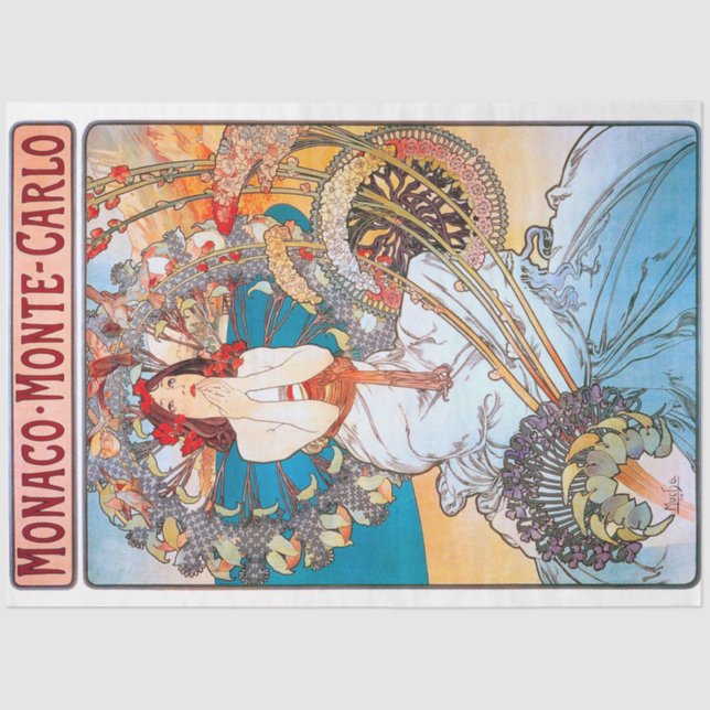 Papel De Seda Mónaco, Montecarlo, Mucha (Anverso)
