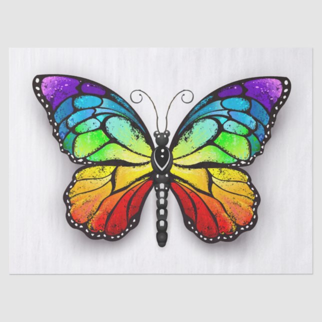 Papel De Seda Monarca de mariposa arco iris (Anverso)