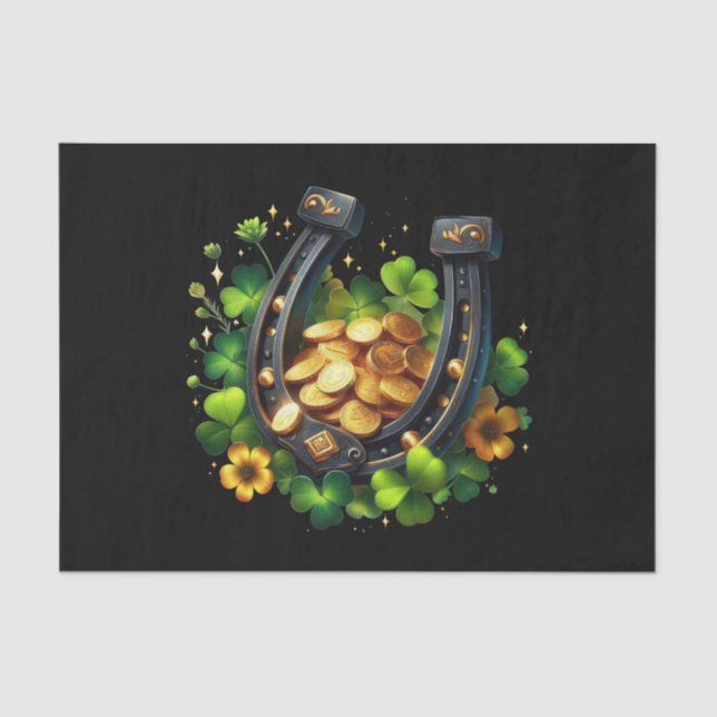 Papel De Seda Monedas de oro y herradura afortunadas (Anverso)