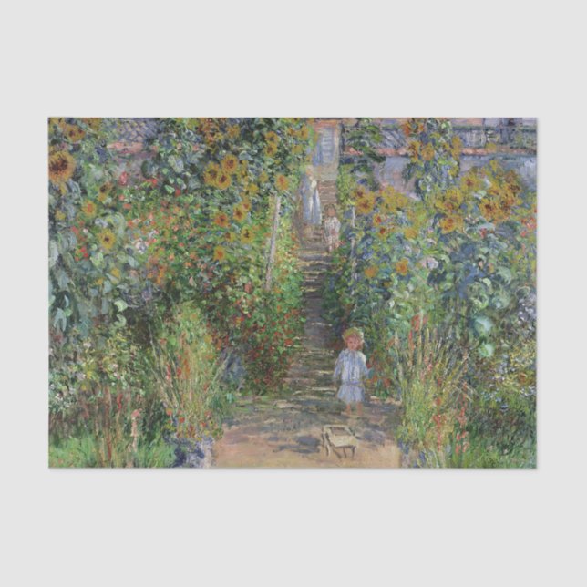 Papel De Seda Monet Garden Vetheuil Impresionim Pintura (Anverso)