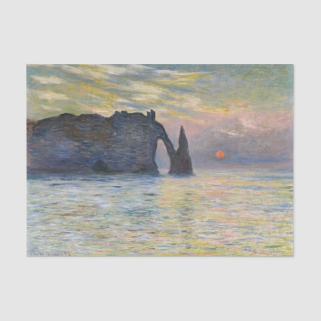 Papel De Seda Monet - Manneport, acantilado en Etretat, Sunset (Anverso)