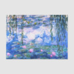 Papel De Seda Monet Pink Water Lilies<br><div class="desc">Papel de tejido de nenúfares rosados con hermosos nenúfares de agua rosada flotando en un estanque azul con colchonetas de lirios. Un gran regalo de Monet para los amantes del impresionismo y del arte francés. Impresionismo natural sereno con flores y paisajes pintorescos de estanques.</div>