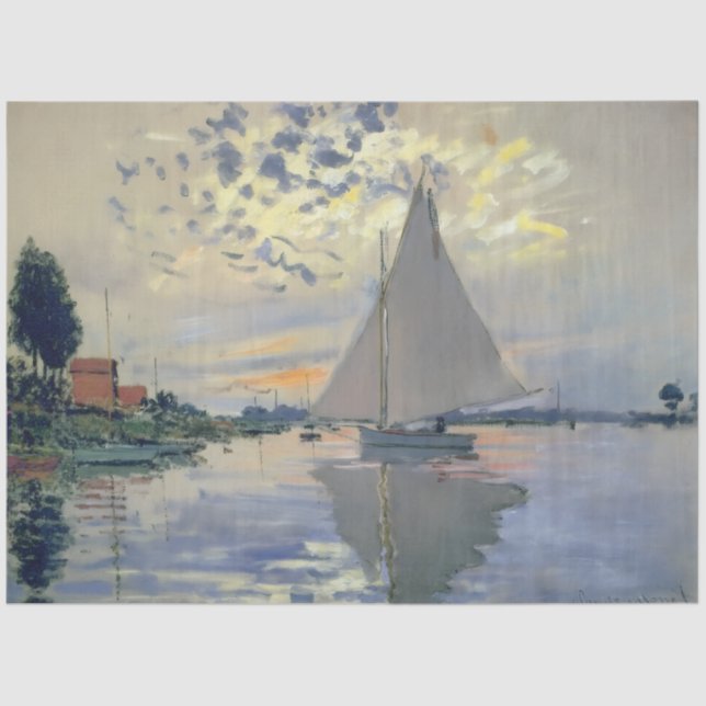 Papel De Seda Monet Sailboat French Impressionism Classic Art (Anverso)