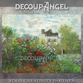 Papel De Seda Monet - Un rincón del jardín con Dahlias Decoupa