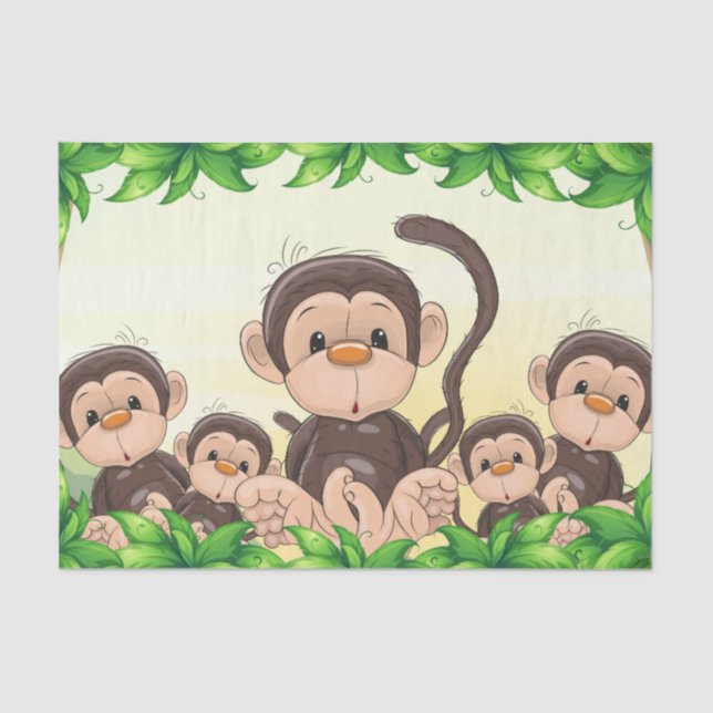 Papel De Seda Monkey a la 1ra fiesta de cumpleaños (Anverso)