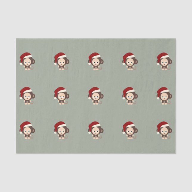 Papel De Seda Mono de los Navidades pequeños (Anverso)