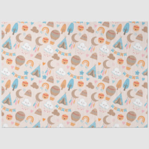 Papel De Seda Mono Patrón Boho Adorable sobre Marrón