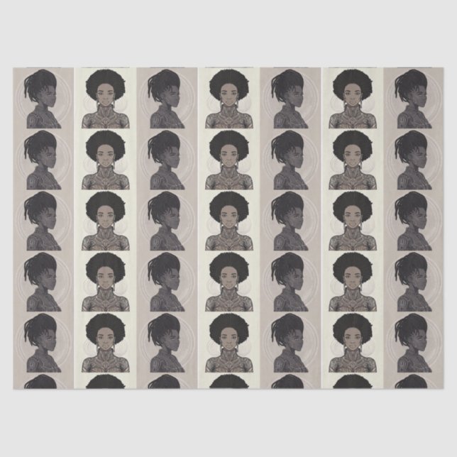 Papel De Seda Monochrome Afrofuturist Queens (Anverso)