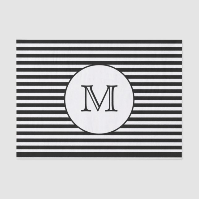 Papel De Seda Monograma Bandas blancas y negras (Anverso)