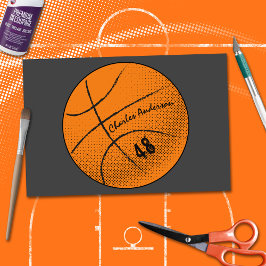 Papel De Seda Monograma de baloncesto | Personalizado