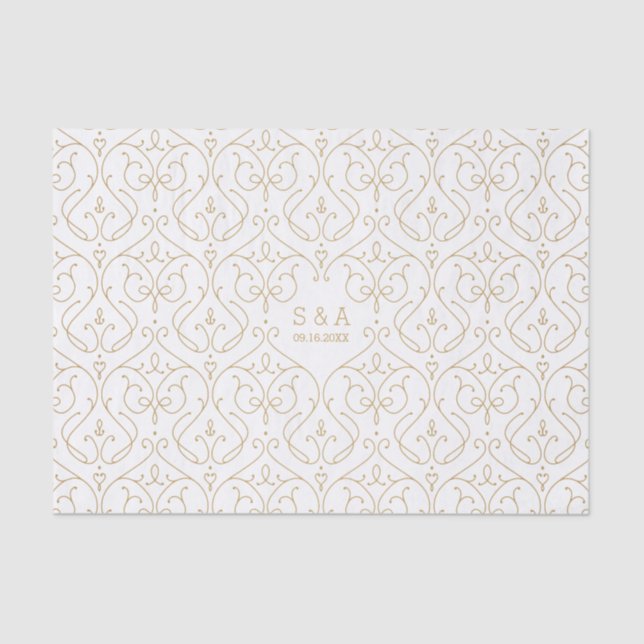 Papel De Seda Monograma de bodas clásico y elegante (Anverso)