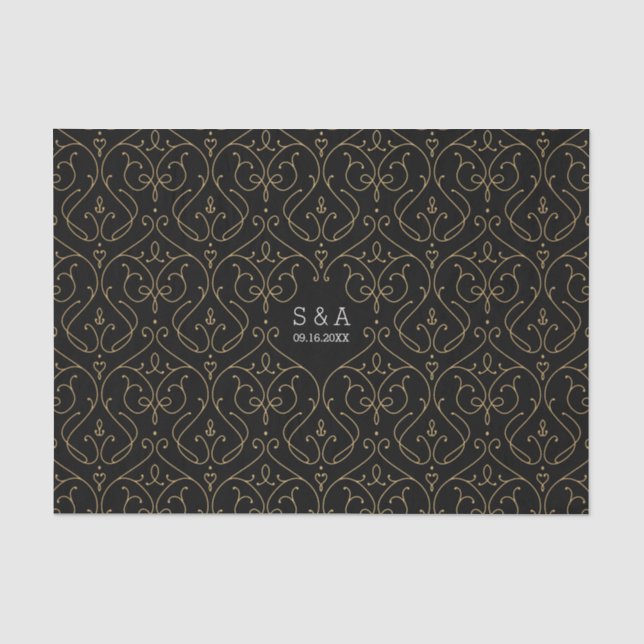 Papel De Seda Monograma de bodas clásico y elegante (Anverso)