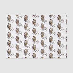 Papel De Seda Monograma de camello bacteriano caprichoso