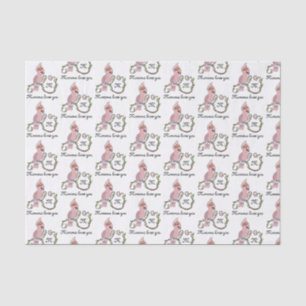 Papel De Seda Monograma de Cockatoo rosa caprichoso