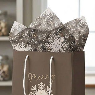Papel De Seda Monograma de copo de nieve de Navidad botánico acu