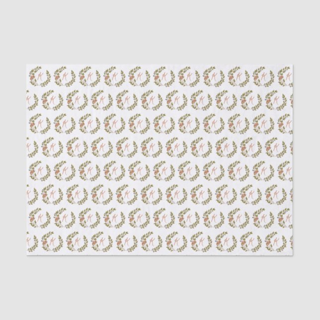 Papel De Seda Monograma de hongos de Woodland (Anverso)