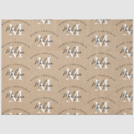 Papel De Seda Monograma de Kraft navideño personalizado