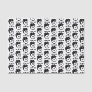 Papel De Seda Monograma de la cabeza tribal del lobo negro Silho