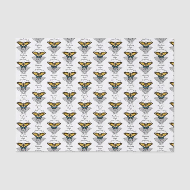 Papel De Seda Monograma de mariposa de cola tragada (Anverso)