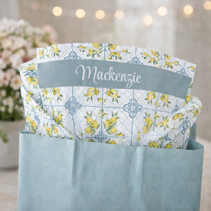 Papel De Seda Monograma de nombre con limón estilo país francés