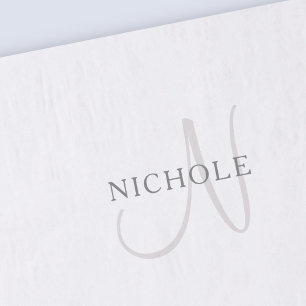 Papel De Seda Monograma de Nombre Elegante Blanco y Gris