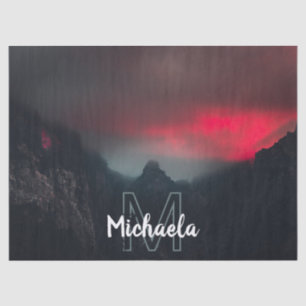 Papel De Seda Monograma de nubes, niebla y montañas quemadas