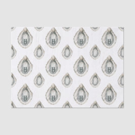 Papel De Seda Monograma de ostras costeras acuáticas