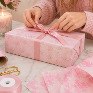 Papel De Seda Monograma de patrón de acuarela Piensa Rosa