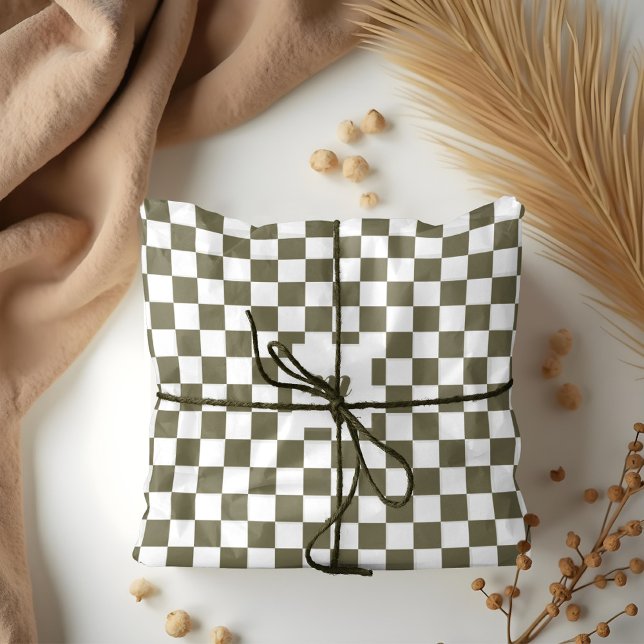 Papel De Seda Monograma de Personalizado de patrones retro moder (Modern Retro Chequered Pattern Custom Monogram Tissue Paper)