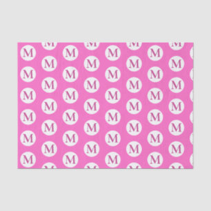 Papel De Seda Monograma de Punto de Polka Rosa