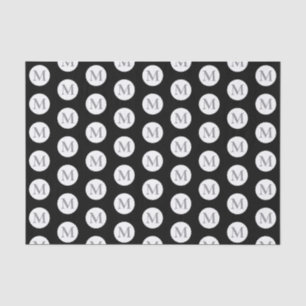 Papel De Seda Monograma de puntos de polka negra