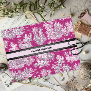 Papel De Seda Monograma de Toile Magenta Rosa Floral Vintage