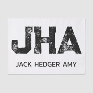 PAPEL DE SEDA MONOGRAMA DE TRES LETRAS NEGRO MINIMALISTA NOMBRE