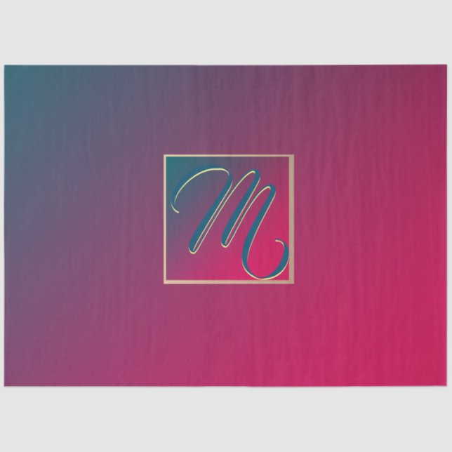Papel De Seda Monograma degradado púrpura ahumado (Anverso)