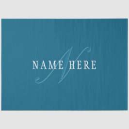 Papel De Seda Monograma elegante | Azul océano