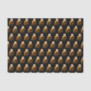 Papel De Seda Monograma elegante de búho de grano