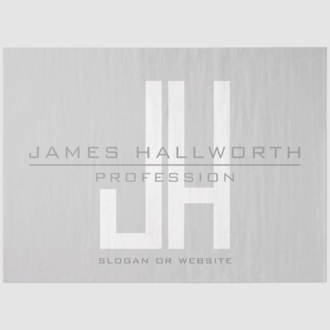 Papel De Seda Monograma empresarial moderno | Gris (Anverso)