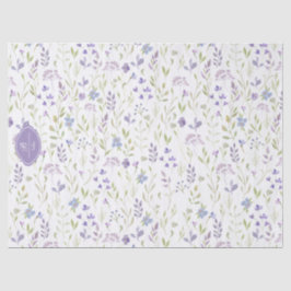 Papel De Seda Monograma Floral Morado Personalizado