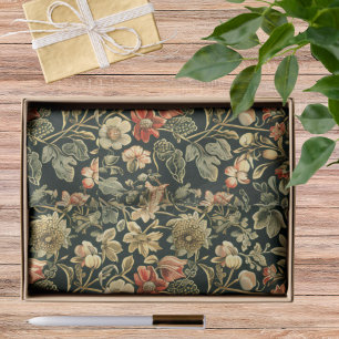 Papel De Seda Monograma floral verde inspirado en William Morris