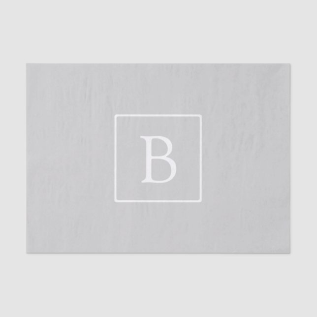 Papel De Seda Monograma gris claro simple (Anverso)