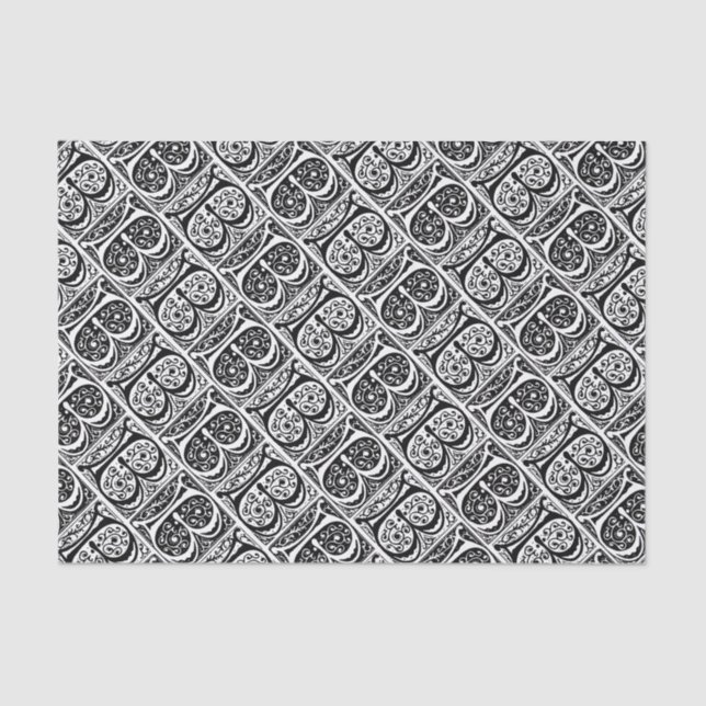 Papel De Seda Monograma iluminado manuscrito medieval de la (Anverso)